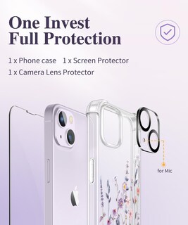 Foto 7 | Foto 7 | Funda De Teléfono Gviewin Para Iphone 14 Plus Floral Con Protector - Venta Internacional.
