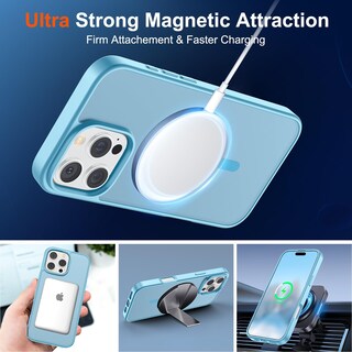 Foto 5 | Foto 5 | Funda Magnética Supfine Para Iphone 16 Pro Max, Color Azul Claro - Venta Internacional.