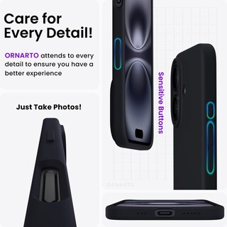 Foto 5 | Foto 5 | Funda De Teléfono Ornarto Compatible Con Iphone 16 6.1 - Negra - Venta Internacional.