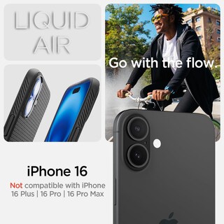 Foto 2 | Foto 2 | Funda Spigen Liquid Air Para Iphone 16, Color Negro Mate - Venta Internacional.