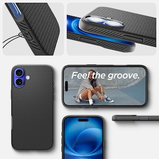 Foto 7 | Foto 7 | Funda Spigen Liquid Air Para Iphone 16, Color Negro Mate - Venta Internacional.