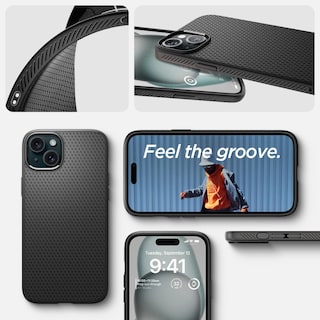 Foto 7 | Foto 7 | Funda Spigen Liquid Air Para Iphone 15 (2023), Color Negro Mate - Venta Internacional.
