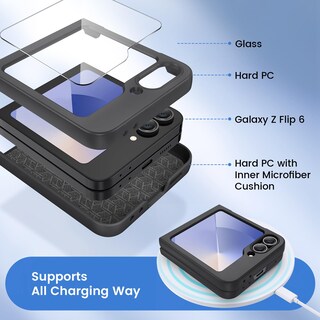 Foto 3 | Foto 3 | Funda De Teléfono Ruky Para Samsung Galaxy Z Flip 6 Negra - Venta Internacional.