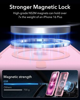Foto 5 | Foto 5 | Funda De Teléfono Esr Para Iphone 16 Plus Con Vidrio Templado Rosa - Venta Internacional.