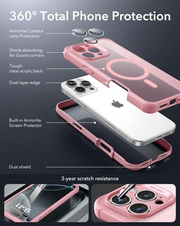 Foto 3 | Foto 3 | Funda De Teléfono Esr Para Iphone 16 Pro Max Con Vidrio Templado Rosa - Venta Internacional.
