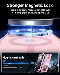 Foto 5 | Foto 5 | Funda De Teléfono Esr Para Iphone 16 Pro Max Con Vidrio Templado Rosa - Venta Internacional.