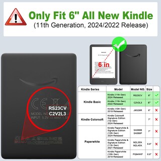 Foto 2 | Foto 2 | Funda Fintie Slimshell Para 6 Kindle Totalmente Nuevos De 11.ª Generación 2024/2022 - Venta Internacional.