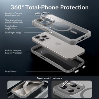 Foto 3 | Foto 3 | Set De Fundas Esr Para Iphone 15 Pro Con Protectores De Lentes, Color Gris Transparente - Venta Internacional.
