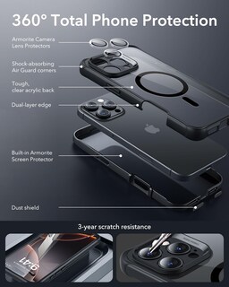 Foto 3 | Foto 3 | Funda De Teléfono Esr Para Iphone 16 Pro Con Vidrio Templado Negro Transparente - Venta Internacional.