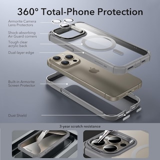 Foto 3 | Foto 3 | Funda Esr Para Iphone 15 Pro Max Con Soporte Magsafe, Color Gris Transparente - Venta Internacional.