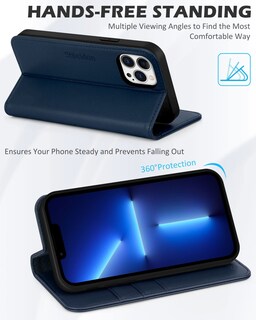Foto 5 | Foto 5 | Funda Tipo Cartera Shieldon Para Iphone 13 Pro Max 5g Azul Marino - Venta Internacional.