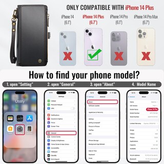 Foto 2 | Foto 2 | Funda Wallet Defense Compatible Con Iphone 14 Plus, Color Negro - Venta Internacional.