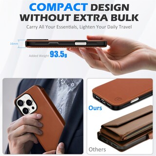 Foto 4 | Foto 4 | Funda Tipo Cartera Shieldon Para Iphone 16 Pro 5g 2024 De Piel Auténtica - Venta Internacional.