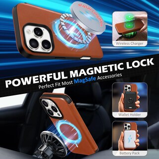 Foto 6 | Foto 6 | Funda Tipo Cartera Shieldon Para Iphone 16 Pro 5g 2024 De Piel Auténtica - Venta Internacional.