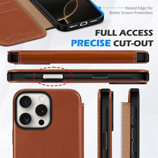 Foto 7 | Foto 7 | Funda Tipo Cartera Shieldon Para Iphone 16 Pro 5g 2024 De Piel Auténtica - Venta Internacional.