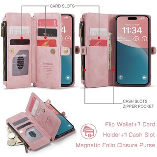 Foto 2 | Foto 2 | Funda Wallet Defcase Compatible Con Iphone 15, Rosa Rosa - Venta Internacional.