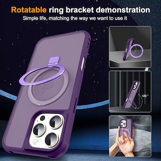 Foto 2 | Foto 2 | Funda De Teléfono Skylmw Compatible Con Iphone 16 Pro Con Soporte Morado - Venta Internacional.