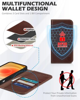 Foto 3 | Foto 3 | Funda Shieldon Para Iphone 12 6.1 De Piel Auténtica Tipo Cartera, Color Café - Venta Internacional.