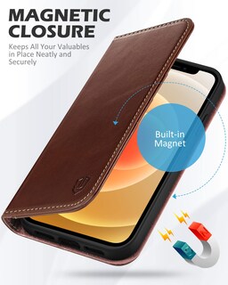 Foto 4 | Foto 4 | Funda Shieldon Para Iphone 12 6.1 De Piel Auténtica Tipo Cartera, Color Café - Venta Internacional.