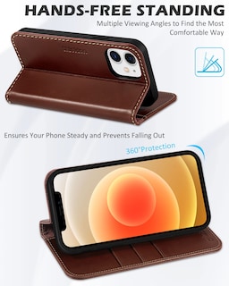 Foto 5 | Foto 5 | Funda Shieldon Para Iphone 12 6.1 De Piel Auténtica Tipo Cartera, Color Café - Venta Internacional.