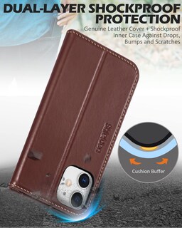 Foto 6 | Foto 6 | Funda Shieldon Para Iphone 12 6.1 De Piel Auténtica Tipo Cartera, Color Café - Venta Internacional.