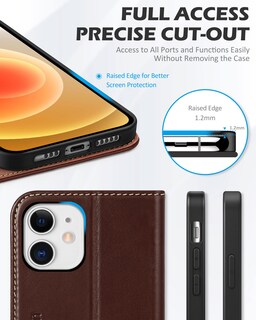 Foto 7 | Foto 7 | Funda Shieldon Para Iphone 12 6.1 De Piel Auténtica Tipo Cartera, Color Café - Venta Internacional.