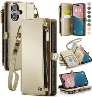 Foto 1 | Foto 1 | Funda De Teléfono Wallet Defcase Compatible Con Iphone 16, Color Dorado - Venta Internacional.