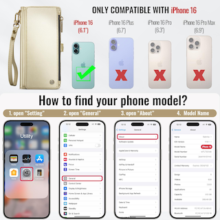 Foto 2 | Foto 2 | Funda De Teléfono Wallet Defcase Compatible Con Iphone 16, Color Dorado - Venta Internacional.