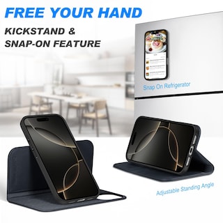 Foto 5 | Foto 5 | Funda Tipo Cartera Shieldon Para Iphone 16 Pro 6.3 De Piel Auténtica - Venta Internacional.
