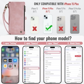 Foto 6 | Foto 6 | Funda Para Teléfono Wallet Defense Compatible Con Iphone 15 Plus - Venta Internacional.