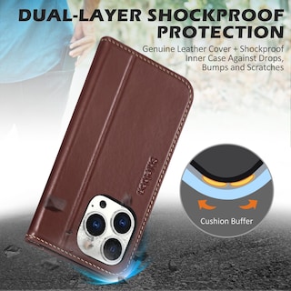 Foto 5 | Foto 5 | Funda Tipo Cartera Shieldon Para Iphone 15 Pro 5g De Piel Auténtica - Venta Internacional.