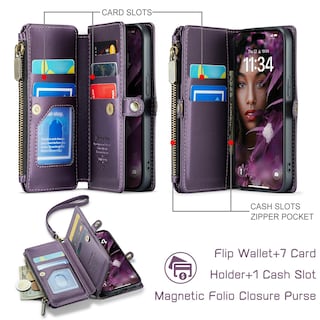 Foto 2 | Foto 2 | Funda Wallet Defcase Compatible Con Iphone 13 Pro, Color Morado - Venta Internacional.