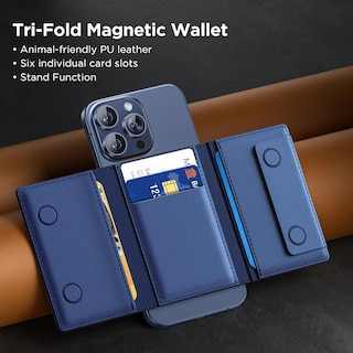 Foto 4 | Foto 4 | Cartera Magnética Miracase Para Hombres/mujeres Con Soporte Para Iphone, Color Azul - Venta Internacional.