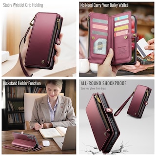 Foto 4 | Foto 4 | Funda De Teléfono Defencase Para Samsung Galaxy S24 Fe Wallet, Color Rojo Vino - Venta Internacional.