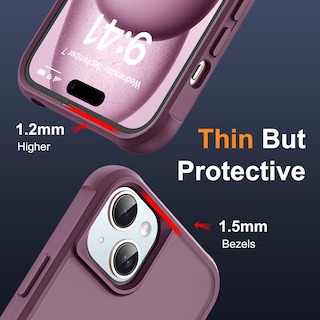 Foto 6 | Foto 6 | Funda De Teléfono Sky-lmw Compatible Con Iphone 15 Plus, Color Rojo Vino - Venta Internacional.