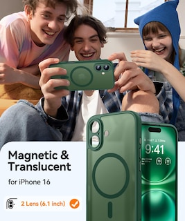 Foto 2 | Foto 2 | Funda Magnética Canshn Para Iphone 16, Color Verde Oscuro - Venta Internacional.