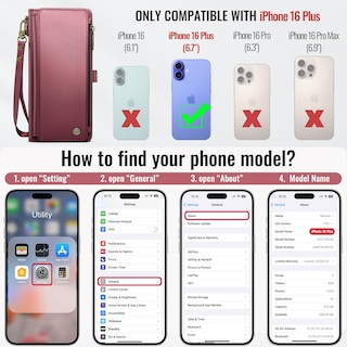 Foto 2 | Foto 2 | Funda Para Teléfono Wallet Defense Compatible Con Iphone 16 Plus - Venta Internacional.