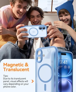 Foto 3 | Foto 3 | Funda Magnética Canshn Para Iphone 16 A Prueba De Golpes, Color Azul Claro - Venta Internacional.