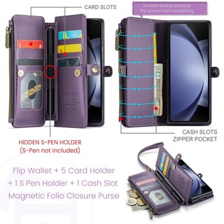 Foto 2 | Foto 2 | Funda Tipo Cartera Para Samsung Galaxy Z Fold 5, Color Morado - Venta Internacional.