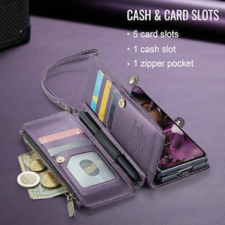Foto 7 | Foto 7 | Funda Tipo Cartera Para Samsung Galaxy Z Fold 5, Color Morado - Venta Internacional.