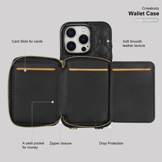Foto 7 | Foto 7 | Funda Tipo Cartera Tipo Bandolera Bocasal Para Iphone 16 Pro De 6,3 Pulgadas, Color Negro - Venta Internacional.