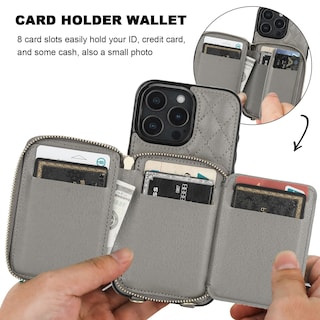 Foto 4 | Foto 4 | Funda Tipo Cartera Tipo Bandolera Bocasal Para Iphone 16 Pro Max Rfid, Color Gris - Venta Internacional.