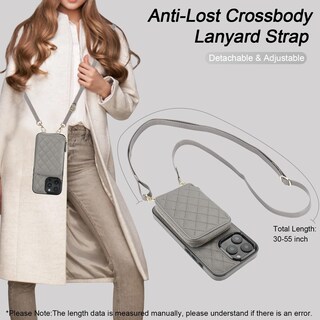 Foto 5 | Foto 5 | Funda Tipo Cartera Tipo Bandolera Bocasal Para Iphone 16 Pro Max Rfid, Color Gris - Venta Internacional.