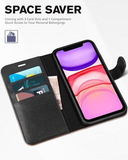 Foto 7 | Foto 7 | Funda Tipo Cartera Tucch Para Iphone 11 De 6.1 Pulgadas Con Función Atril Rfid, Color Negro - Venta Internacional.