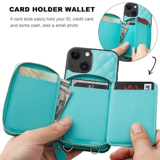 Foto 4 | Foto 4 | Funda Tipo Cartera Tipo Bandolera Bocasal Para Iphone 13 De 6.1 Pulgadas, Color Verde Menta - Venta Internacional.