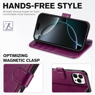 Foto 4 | Foto 4 | Funda Tipo Cartera Tucch Para Iphone 16 Pro Max Rfid, Color Morado - Venta Internacional.