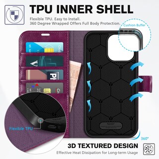Foto 5 | Foto 5 | Funda Tipo Cartera Tucch Para Iphone 16 Pro Max Rfid, Color Morado - Venta Internacional.