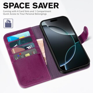 Foto 7 | Foto 7 | Funda Tipo Cartera Tucch Para Iphone 16 Pro Max Rfid, Color Morado - Venta Internacional.