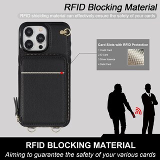 Foto 4 | Foto 4 | Funda Tipo Cartera Tipo Bandolera Bocasal Para Iphone 15 Pro Max, Color Negro - Venta Internacional.