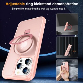Foto 6 | Foto 6 | Funda Para Teléfono Sterker Con Soporte Magnético Para Iphone 15 Pro Max, Rosa - Venta Internacional.